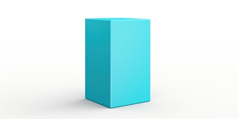 Cyan tall product box copy space is isolated against a white background for ad advertising sale alert or news blank copyspace for design text photo website 
