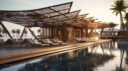 Fototapeta premium Resort sunroof made from solar panels.