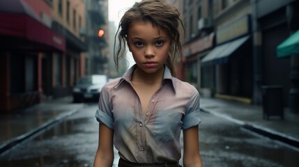 Fototapeta premium young girl in city street