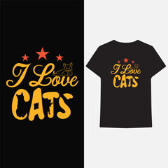 I Love Cats T-shirt design. Typography design