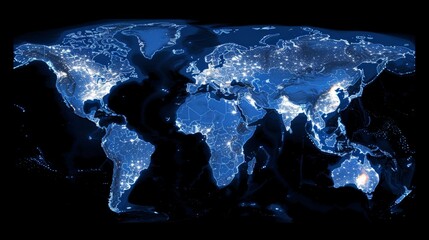 5g global density map in cool blue tone for technology network coverage worldwide