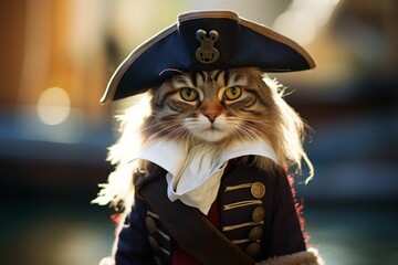 Adorable cat dressed as a pirate