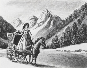 Fairytale concept carriage with princess