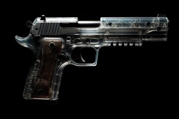 Transparent futuristic handgun