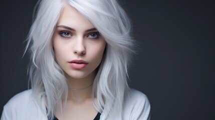 Fototapeta premium Striking portrait of a woman with platinum blonde hair