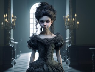 Fototapeta premium gothic victorian woman in dark dress