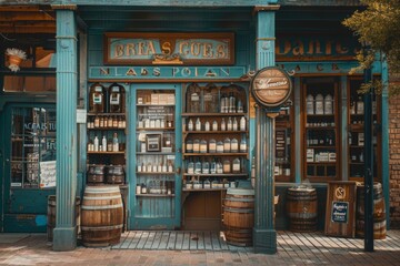 old pharmacy shop signs and wooden
