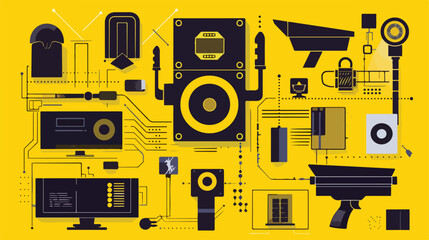 Security system design over yellow background vector