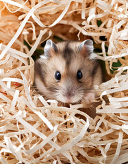 A Hamster Peeking Out From A Pile Of Shredded Paper