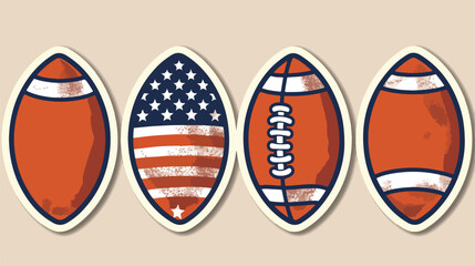 Set of five american football stickers Vector 