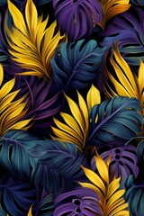 Dark pattern with exotic leaves 