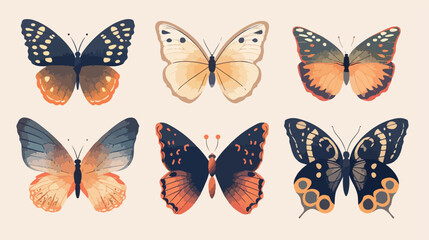 Set of four cute butterflies Vector illustration. vector