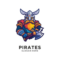 pirates character logo design vector