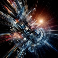 abstract fractal realms, abstraction, a dynamic and abstract composition using geometric shapes and motion.