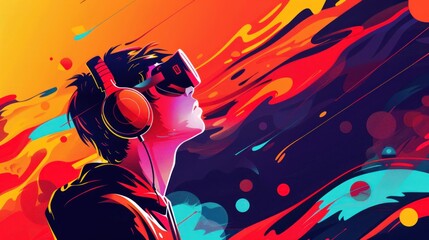 illustration of man used VR