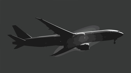 Silhouette airplane with gray scale Vector illustration