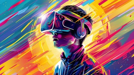 illustration of man used VR