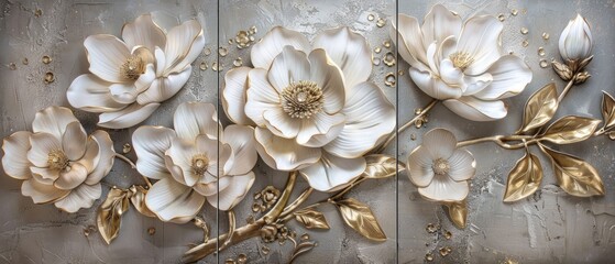 Elegant Floral Wall Hanging Decoration with White and Cream Flowers