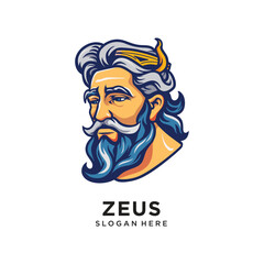 old zeus head character logo design vector