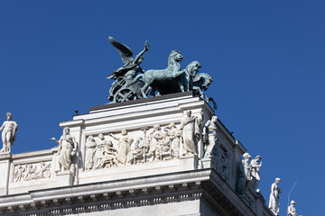 Fototapeta na wymiar Bronze Quadriga on top of Austrian Parliament Building, Vienna, Austria