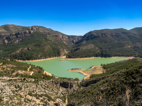 Panoramic view of the Buseo reservoir. Valencian community, Spain.
