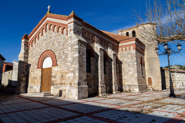 Fototapeta na wymiar Church of San Julian and Santa Basilisa from the 12th and 13th centuries. Villaconancio, Palencia, Spain.