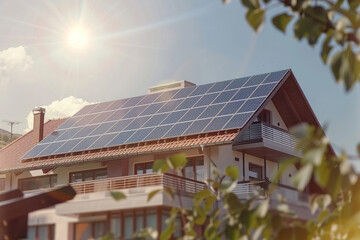 Naklejka premium Generative ai on theme of solar cell panels in a photovoltaic power plant, eco renewable power