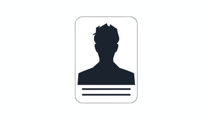 Silhouette of identification card with white background