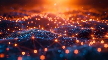 Obraz premium Sleek Connectivity: Abstract Digital Artwork of Interwoven Nodes and Lines