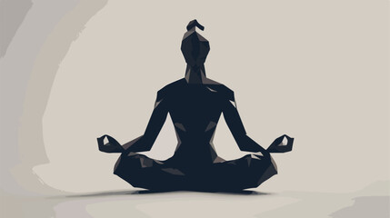 Silhouette of man in origami in lotus position vector