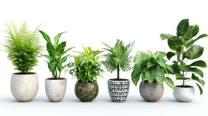 collection set of houseplants in flower pot, isolated on white background,Discover unique indoor plants with unusual shapes in our collection, adding diversity and botanical beauty to your interior