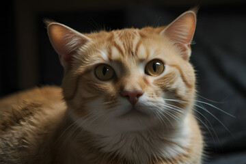 Obraz premium Grey stripped mixed-breed cat sitting.