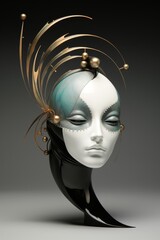 Surreal fantasy portrait with ornate headdress