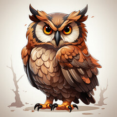 Obraz premium Watercolor Aurora owl, clipart Illustration, Generative Ai