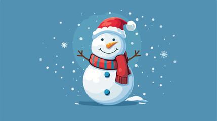 Snowman head christmas character icon Vector illustration