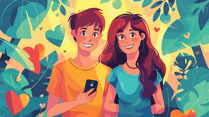 Social media couple acount template Vector illustration