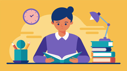 Fototapeta premium A student studying diligently symbolizing the time and dedication necessary to chisel ones mind and virtues.. Vector illustration
