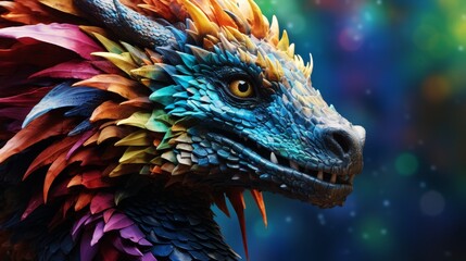 Obraz premium Colorful fantasy dragon close-up