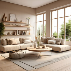 modern living room with grey background.genrative.ai 