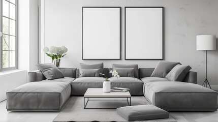 Fototapeta premium Modern home mockup interior background, 3d render