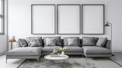 Modern home mockup interior background, 3d render