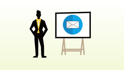 Businessman With message icon on a white background.