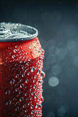 Close-up of a CocaCola can with a splash, offering a thirst-quenching beverage option. AI generative. - obrazy, fototapety, plakaty