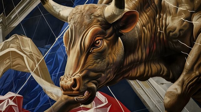 Vibrant Bull Illustration Signifying Forward Momentum and Growth