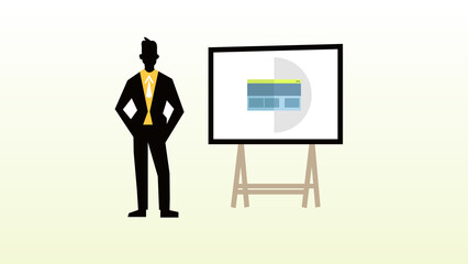Businessman With broad animated on a white background.