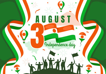 Happy Niger Independence Day Vector Illustration on 3 August with Waving Flag and Country Public Holiday in Flat Cartoon Background Design