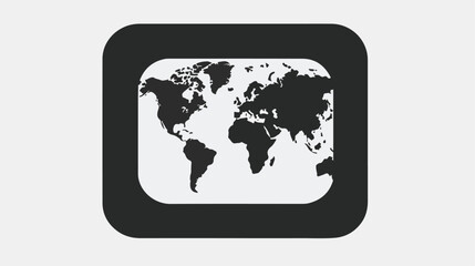 Sticker monochrome silhouette square button with world