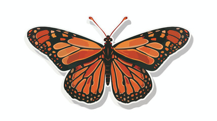 Sticker silhouette flying butterfly flat icon Vector