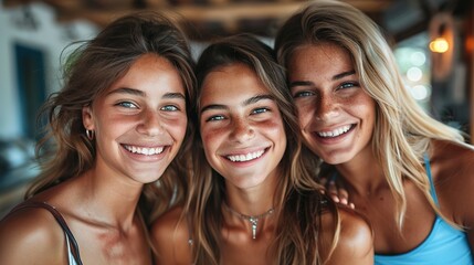 Fototapeta premium Mother's Day celebration moment, natural family, three generations together, young mothers deeply embrace their lovely children, full of laughter and smiles, warm family intimate interaction in a rela