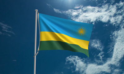 rwanda flag blue sky cloudy white background wallpaper symbol country sign national patriotism africa design rwanda travel state freedom government politic travel close up object icon world election 